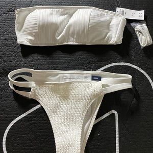 Abercrombie White Bandeau Swimsuit Small